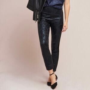 ANTHROPOLOGIE The Essential Skinny Pant Velvet Trim 2